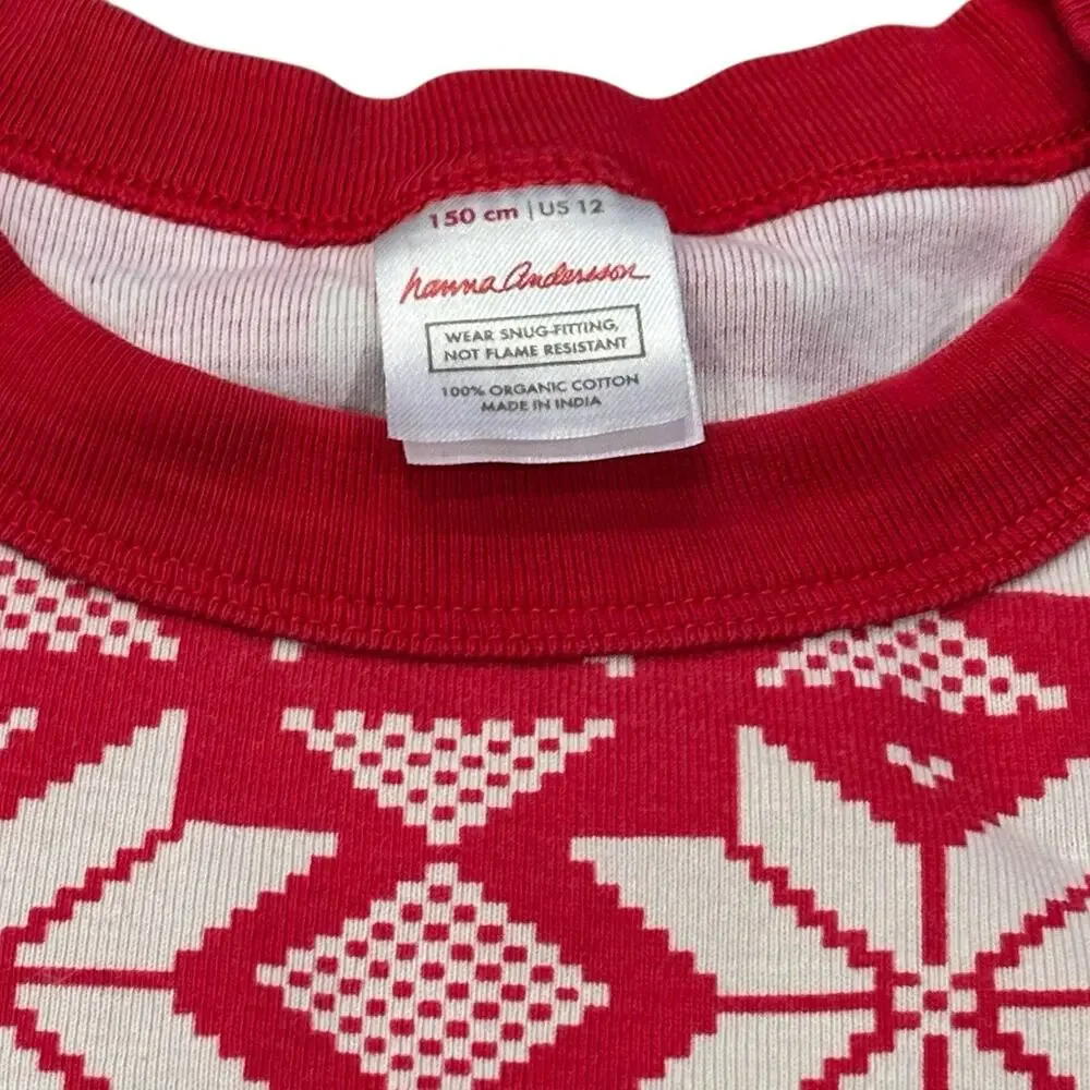 Hanna Andersson Kids Red Snowflake Organic Cotton Pajamas Size 12 | 150 cm